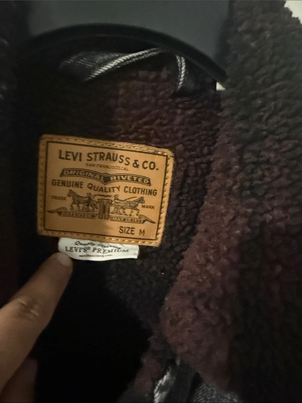 Levi's Fresh leaves Gray Washed Denim Jacket with Red Sherpa Collar